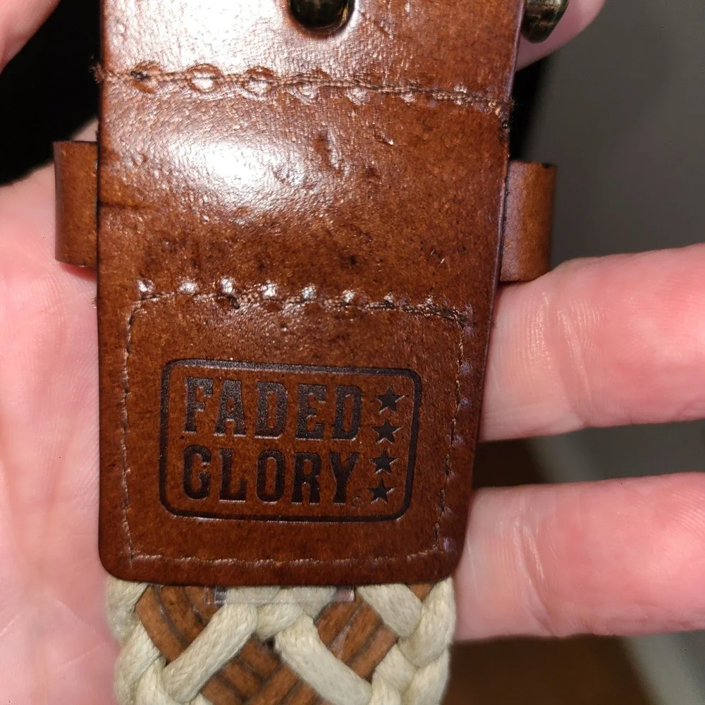 NWT Faded Glory Two Tone Adjustable Woven Belt Western Country Farmwear